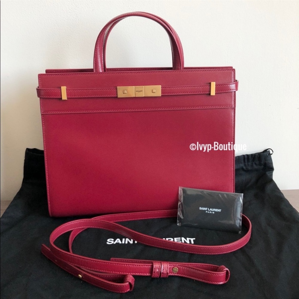 Saint Laurent Manhattan Small Smooth Leather Tote Bag
